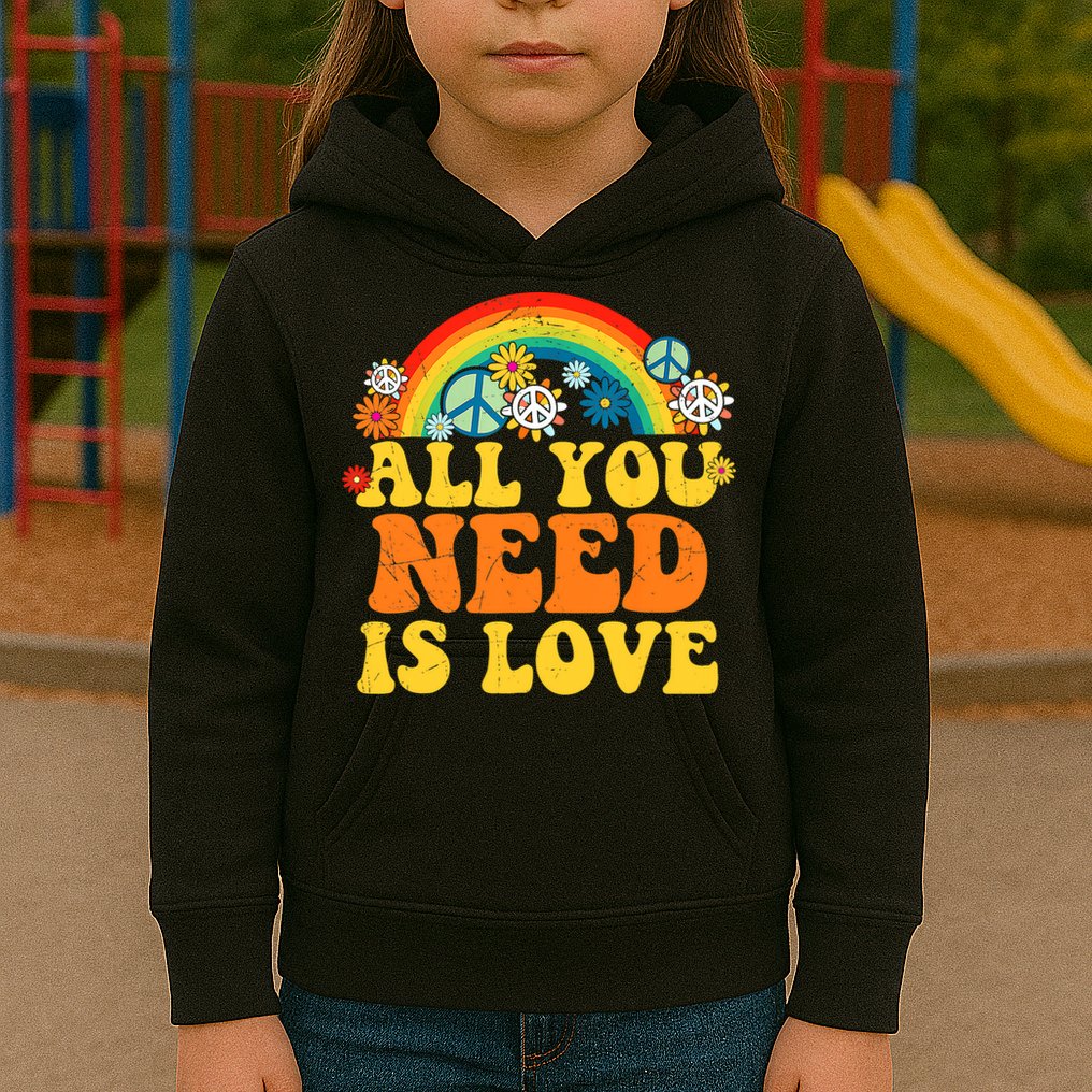 PEACE LOVE 60s 70s Tie Dye Groovy Hippie Costume Kids Hoodie