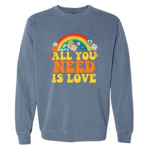 PEACE LOVE 60s 70s Tie Dye Groovy Hippie Costume Garment-Dyed Sweatshirt