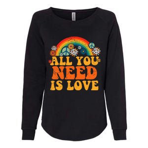 PEACE LOVE 60s 70s Tie Dye Groovy Hippie Costume Halloween Womens California Wash Sweatshirt