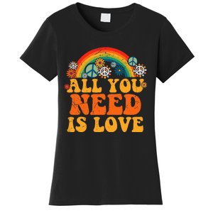 PEACE LOVE 60s 70s Tie Dye Groovy Hippie Costume Halloween Women's T-Shirt