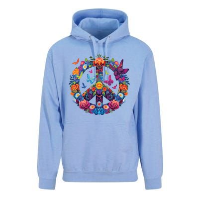 Peace Love 60s 70s Groovy Costume Colorful Flowers Unisex Surf Hoodie