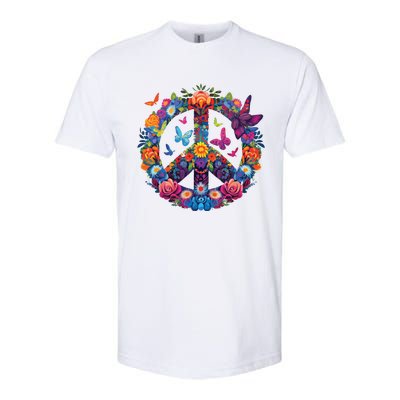 Peace Love 60s 70s Groovy Costume Colorful Flowers Softstyle® CVC T-Shirt