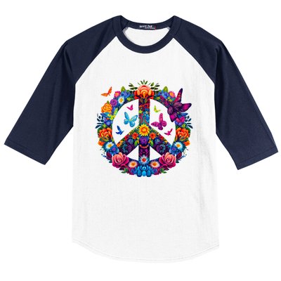 Peace Love 60S 70S Groovy Costume Colorful Flowers Baseball Sleeve Shirt