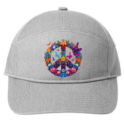 Peace Love 60S 70S Groovy Costume Colorful Flowers 7-Panel Snapback Hat