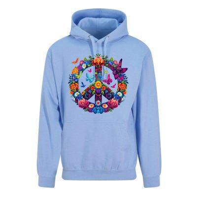 Peace Love 60S 70S Groovy Costume Colorful Flowers Unisex Surf Hoodie