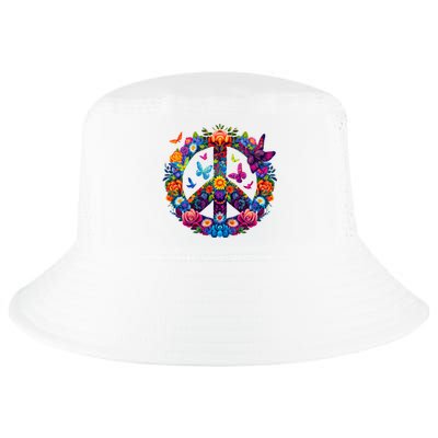 Peace Love 60S 70S Groovy Costume Colorful Flowers Cool Comfort Performance Bucket Hat