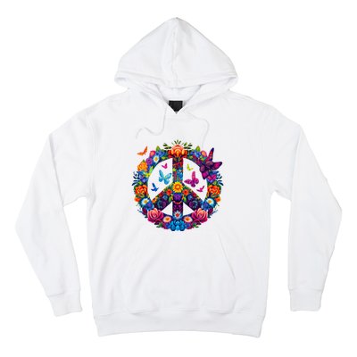 Peace Love 60S 70S Groovy Costume Colorful Flowers Hoodie