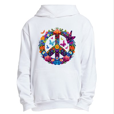 Peace Love 60S 70S Groovy Costume Colorful Flowers Urban Pullover Hoodie