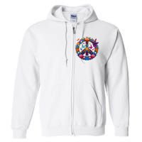 Peace Love 60S 70S Groovy Costume Colorful Flowers Full Zip Hoodie