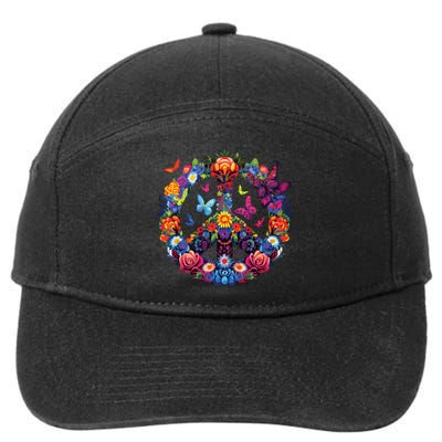 Peace Love 60s 70s Groovy Costume Colorful Flowers 7-Panel Snapback Hat