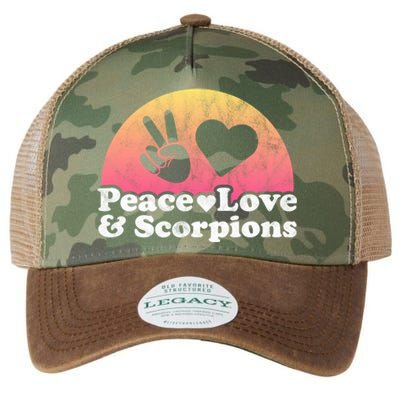 Peace Love And Scorpions Scorpion Gift Legacy Tie Dye Trucker Hat