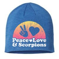 Peace Love And Scorpions Scorpion Gift Sustainable Beanie