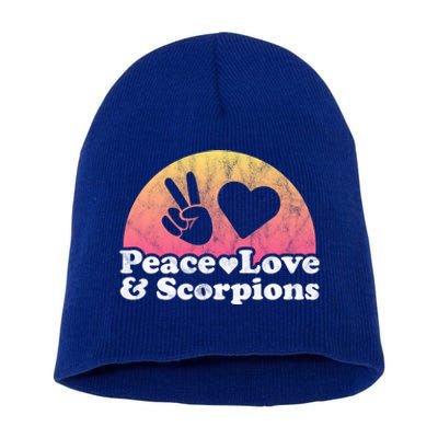 Peace Love And Scorpions Scorpion Gift Short Acrylic Beanie