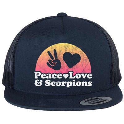 Peace Love And Scorpions Scorpion Gift Flat Bill Trucker Hat