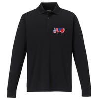 Peace Love America US Flag Fourth Wo 4th Of July Performance Long Sleeve Polo