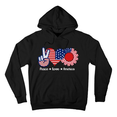 Peace Love America US Flag Fourth Wo 4th Of July Hoodie