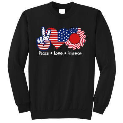 Peace Love America US Flag Fourth Wo 4th Of July Sweatshirt