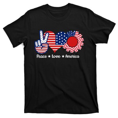 Peace Love America US Flag Fourth Wo 4th Of July T-Shirt