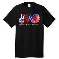 Peace Love America US Flag Fourth Wo 4th Of July Tall T-Shirt