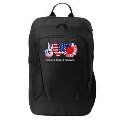 Peace Love America US Flag Fourth Wo 4th Of July City Backpack