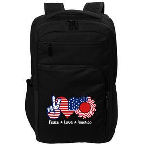 Peace Love America US Flag Fourth Wo 4th Of July Impact Tech Backpack