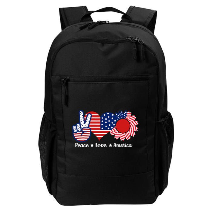 Peace Love America US Flag Fourth Wo 4th Of July Daily Commute Backpack