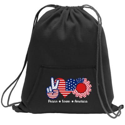 Peace Love America US Flag Fourth Wo 4th Of July Sweatshirt Cinch Pack Bag