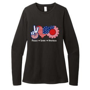 Peace Love America US Flag Fourth Wo 4th Of July Womens CVC Long Sleeve Shirt