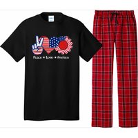 Peace Love America US Flag Fourth Wo 4th Of July Pajama Set