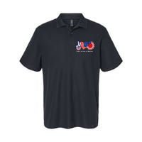 Peace Love America US Flag Fourth Wo 4th Of July Softstyle Adult Sport Polo