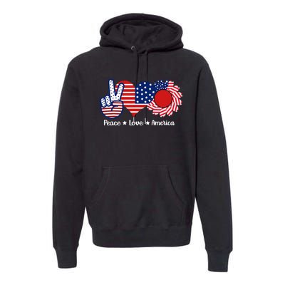 Peace Love America US Flag Fourth Wo 4th Of July Premium Hoodie