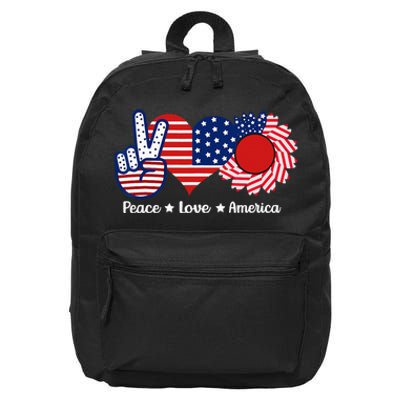 Peace Love America US Flag Fourth Wo 4th Of July 16 in Basic Backpack