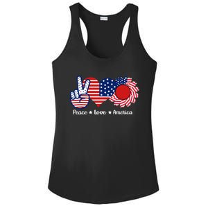 Peace Love America US Flag Fourth Wo 4th Of July Ladies PosiCharge Competitor Racerback Tank