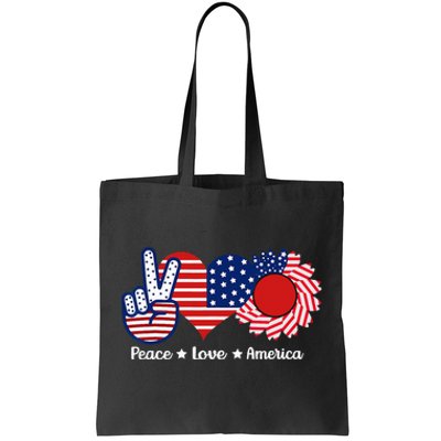 Peace Love America US Flag Fourth Wo 4th Of July Tote Bag