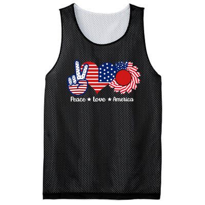 Peace Love America US Flag Fourth Wo 4th Of July Mesh Reversible Basketball Jersey Tank