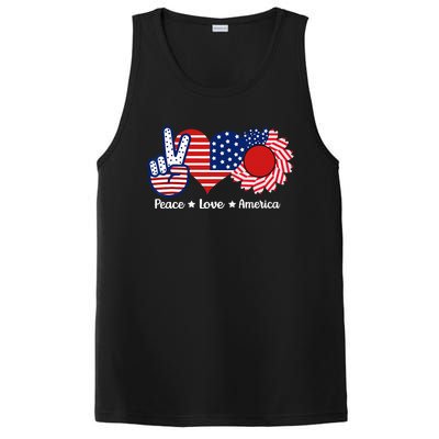 Peace Love America US Flag Fourth Wo 4th Of July PosiCharge Competitor Tank