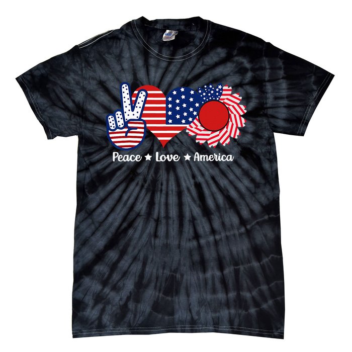 Peace Love America US Flag Fourth Wo 4th Of July Tie-Dye T-Shirt