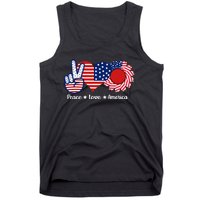 Peace Love America US Flag Fourth Wo 4th Of July Tank Top