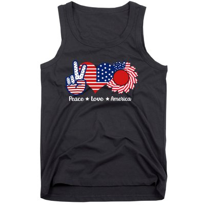 Peace Love America US Flag Fourth Wo 4th Of July Tank Top