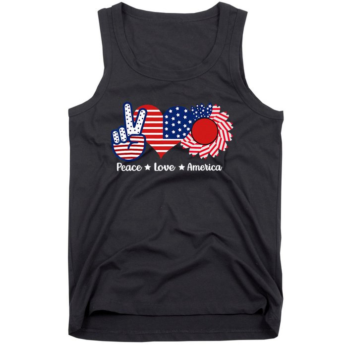 Peace Love America US Flag Fourth Wo 4th Of July Tank Top