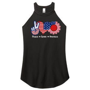 Peace Love America US Flag Fourth Wo 4th Of July Women's Perfect Tri Rocker Tank