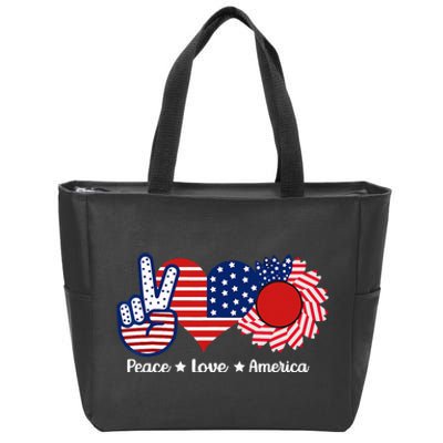 Peace Love America US Flag Fourth Wo 4th Of July Zip Tote Bag