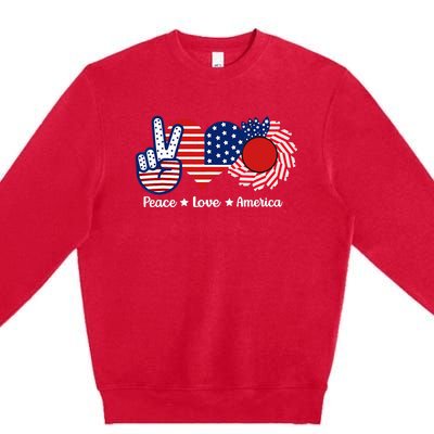 Peace Love America US Flag Fourth Wo 4th Of July Premium Crewneck Sweatshirt