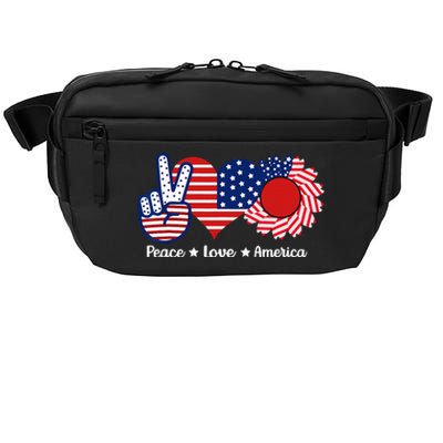 Peace Love America US Flag Fourth Wo 4th Of July Crossbody Pack