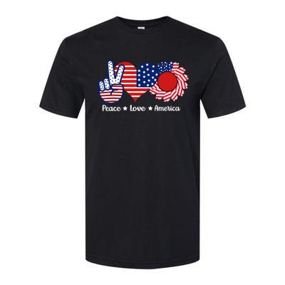 Peace Love America US Flag Fourth Wo 4th Of July Softstyle CVC T-Shirt