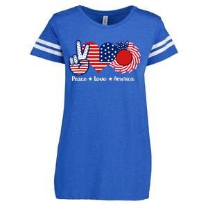 Peace Love America US Flag Fourth Wo 4th Of July Enza Ladies Jersey Football T-Shirt