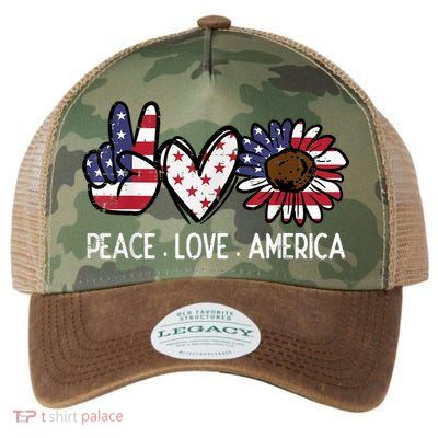 Peace Love America US Flag Fourth Womens 4th Of July Patriot Legacy Tie Dye Trucker Hat