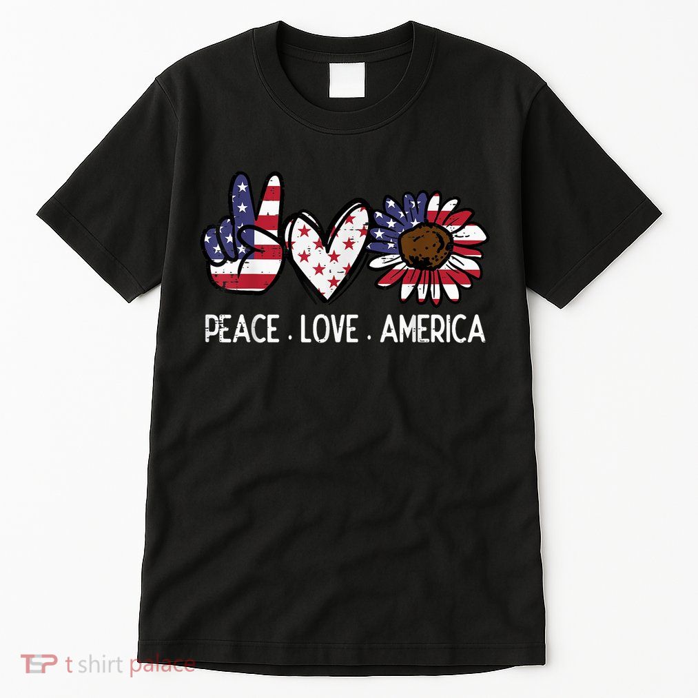 Peace Love America US Flag Fourth Womens 4th Of July Patriot Tall T-Shirt