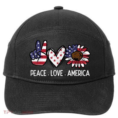 Peace Love America US Flag Fourth Womens 4th Of July Patriot 7-Panel Snapback Hat