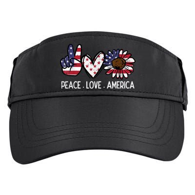 Peace Love America US Flag Fourth Womens 4th Of July Patriot Adult Drive Performance Visor